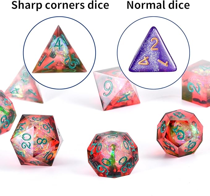 OriCraft Red Magic Dice DND Set Dungeons and Dragons Polyhedral Role Playing Gaming Dices Crystal D20 Red Magical World Energy Stone Halloween Dices Sharp Corners Dices