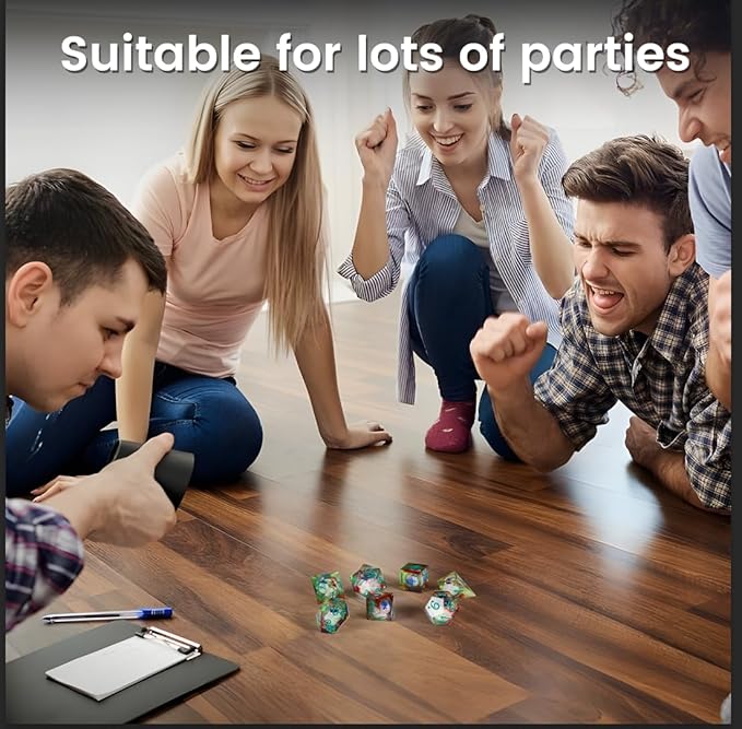 Evil Eye Dices OriCraft Moving Eyes Dice DND Dice Set with Moving Eye Inside Dungeons and Dragons Polyhedral Role Playing Gaming Dices D20 Dice 7 Set Halloween Dices Green