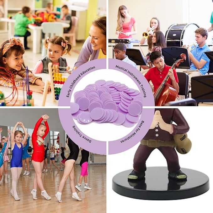 Set of 100 Opaque Plastic Learning Counters Mini Poker Chips Game Tokens with Storage Box (Thistle, 1.58 Inch)