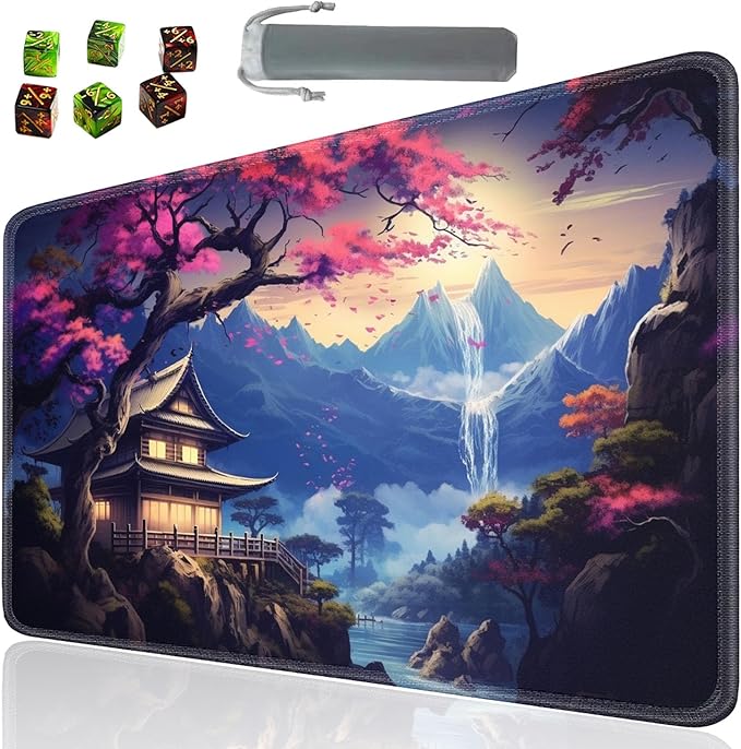 Board Game for TCG Playmat Table Mats Games Size 60X35 cm Mousepad Compatible for MTG RPG CCG Trading Card Game Play mats with 6 Dice (Playmat 150)