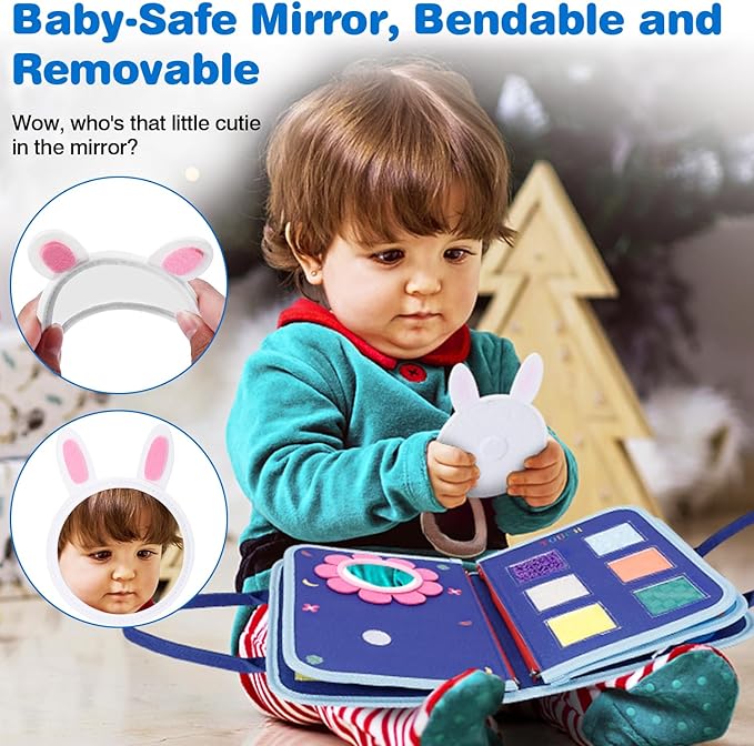 Busy Board Montessori Baby Toys for 1 2 3 4 Year Old Boys Girls Gifts, Sensory Toy for Toddlers 1-3, Educational Activities Travel Toy for Airplane Car, Busy Book for Learning Fine Motor Skills