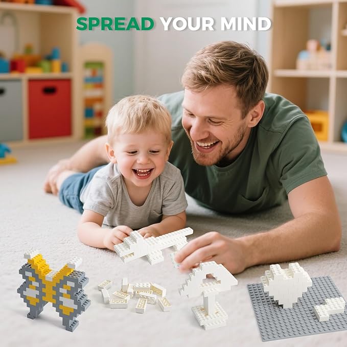 500 Piece Classic Building Bricks and 1 Gray Baseplate, 2x4 Bricks Bulk Creative Building Toys, Blocks Bulk for Kids Ages 6+, White