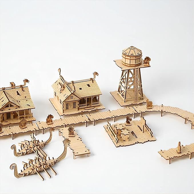 3D Wooden Puzzles Viking Port Invasion Model Kits, Brainteaser and Puzzle for Christmas/Birthday,Gifts for Adults and Teens to Build Combination