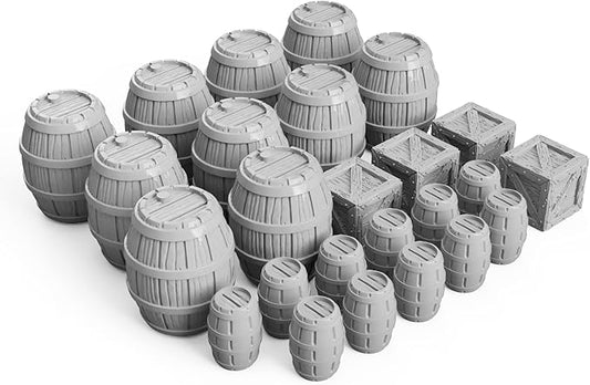 3DEGOS Barrels and Crates Set DND Terrain 28mm for Dungeons and Dragons, D&D, Pathfinder, Warhammer 40k, RPG, Miniatures, Age of Sigmar, Tabletop, D and D, Dungeons and Dragons Gifts