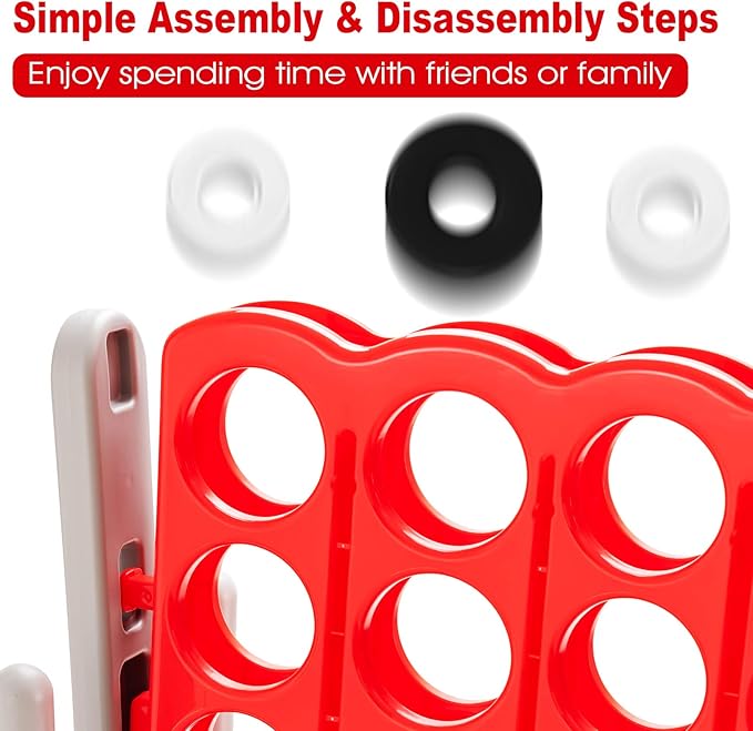 Costzon Giant 4-in-A-Row, Jumbo 4-to-Score Giant Game Set for Kids & Adults, Indoor Outdoor Yard Connect Game, 3.5FT Tall with 42 Jumbo Rings & Quick-Release Slider, Perfect for Family & Party Games