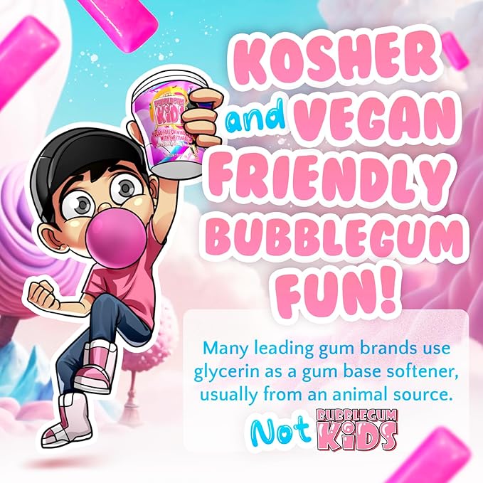 Bubblegum Kids Sugar-Free Gum - Classic Bubblegum Flavor Sugar Free - Bubble Gum for Kids and Adults Craving Nostalgia - Vegan and Kosher Friendly, Parent Approved - Pack of 3