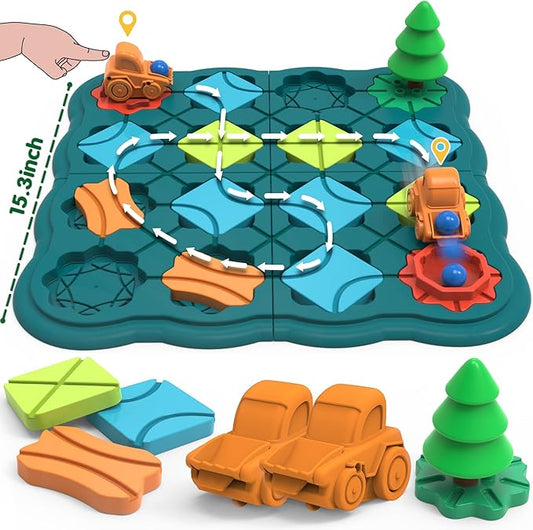 Kids Toys STEM Board Games - Logic Road Builder Brain Teasers Puzzles for 4 5 6 7 Year Old Boys Girls, Educational Montessori Birthday Gifts for Ages 4-8 Preschool Classroom Learning (30 PCS)