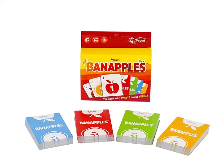 Regal Games Banapples Fun Card Game Set for Kids, Teens & Adults - 2-4 Player Card Games - Fun & Travel Playing Cards for Game Night (4 Decks, 40 Cards Each)