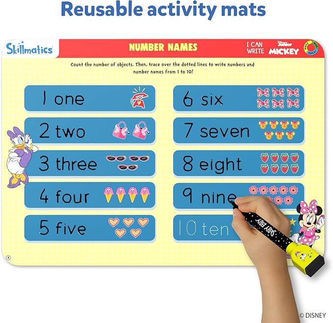 Skillmatics I Can Write Disney Junior Mickey Mouse - Reusable Preschool Learning Activities, Educational Toy and Game, Back to School Supplies, Gifts for Students, Kids, Toddlers Ages 3, 4, 5, 6