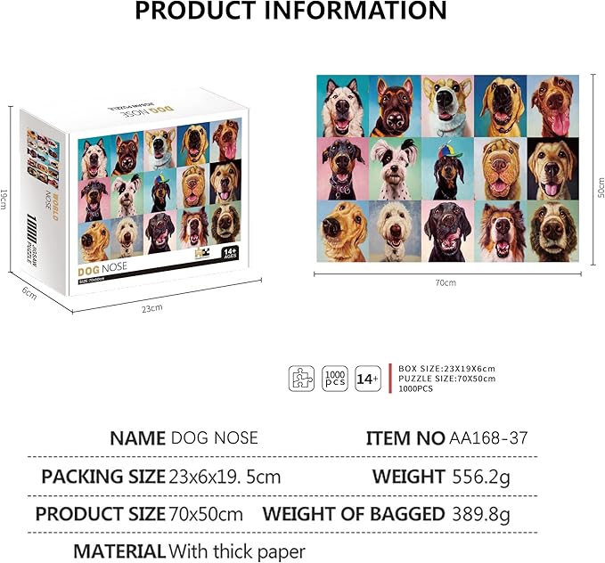 1000 Piece Jigsaw Puzzle for Adults (Dog Nose, 27.5 * 19.7 in)