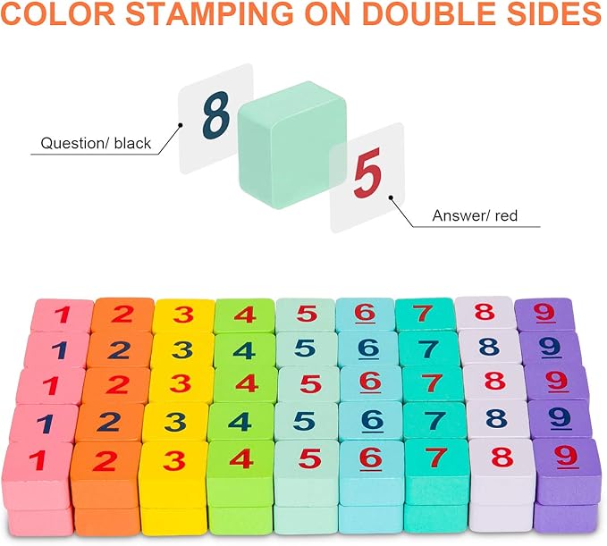 Wooden Sudoku Puzzles Board Game with Drawer (Colorful) - Math Brain Teaser Toys Educational Desktop Game Train Logical Thinking Ability