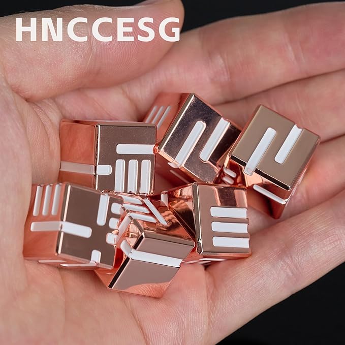 D6 Metal Dice Set D&D,HNCCESG 6 Sided Dice Set Solid Metal Game Dice for DND Dungeons and Dragons Role Playing Game RPG Tabletop Game(Rose Gold)