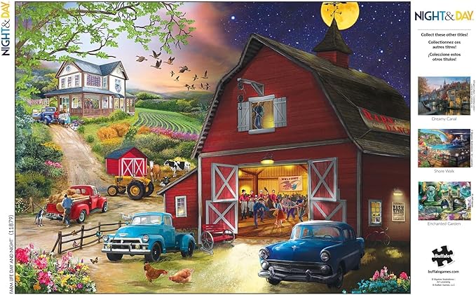 Buffalo Games - Bigelow Illustrations - Farm Life Day and Night - 1000 Piece Jigsaw Puzzle for Adults -Challenging Puzzle Perfect for Game Nights - Finished Size is 26.75 x 19.75