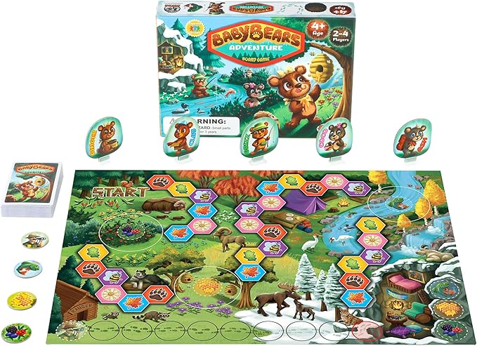 New! Jumping High Five Baby Bears Adventure Board Game! Kids Cooperative National Park Bear Game for Children Ages 4 and Up, Race Through The Forest to Collect Snacks and Learn New Skills