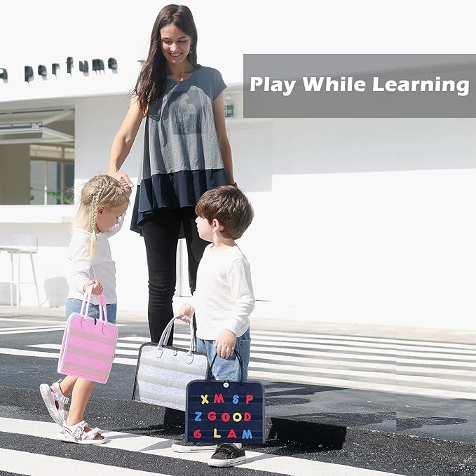 Esjay Toddler Busy Board, Sensory Board for Fine Motor Skill, Montessori Toys Educational Learning Toddler Activities for Travel Car Airplane, Toys Gifts for Boys Girls,Blue Alphabet