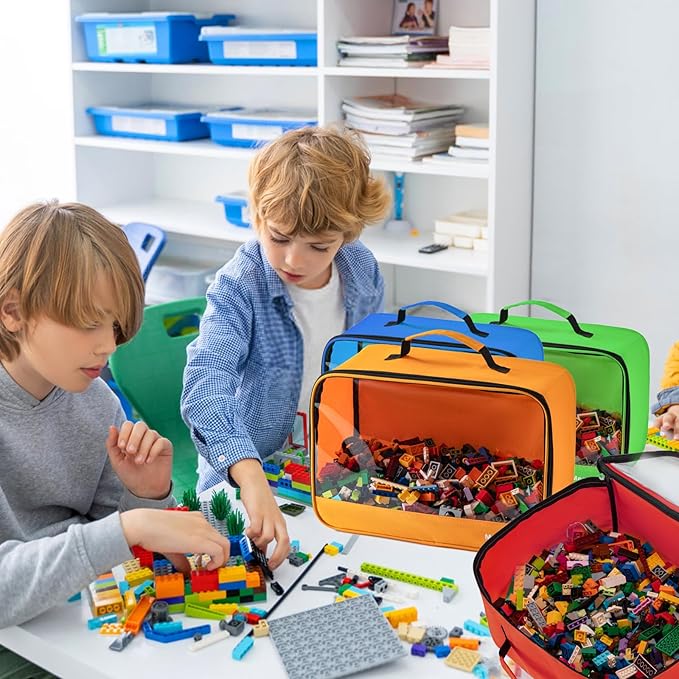 4 PCS Toys Storage Bag, Classic Bricks Building Set Storage Bag, Toy Organizer Bags for Building Toys, Puzzles, Large X Large Size