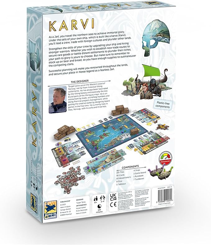 Karvi Board Game - Viking Saga of Raiding and Trading! Epic Adventure Game, Strategy Game for Kids & Adults, Ages 12+, 2-4 Players, 120 Min Playtime, Made by Hans im Glück