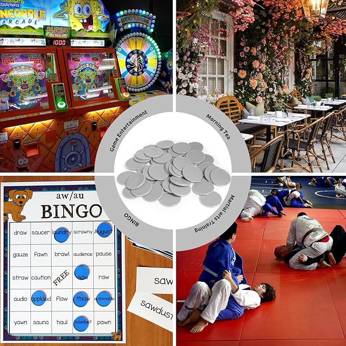 Set of 100 Opaque Plastic Learning Counters Mini Poker Chips Game Tokens with Storage Box (LightGray, 1 Inch)