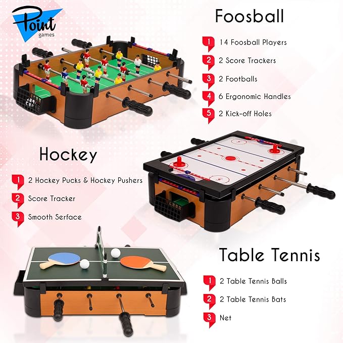 Point Games Hockey Table, Mini Table Games for Kids, Arcade Game for Boys & Girls, Great Gift fro Children Ages 3+