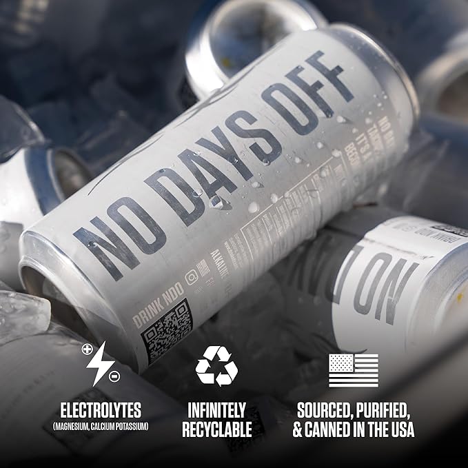 NDO H2O Premium Alkaline Water Case - 12 Pack (16 fl oz, Still) | Reverse Osmosis Purified Canned Water | Tested for Over 400 Impurities | pH 8.1 Balanced | Electrolytes & Minerals