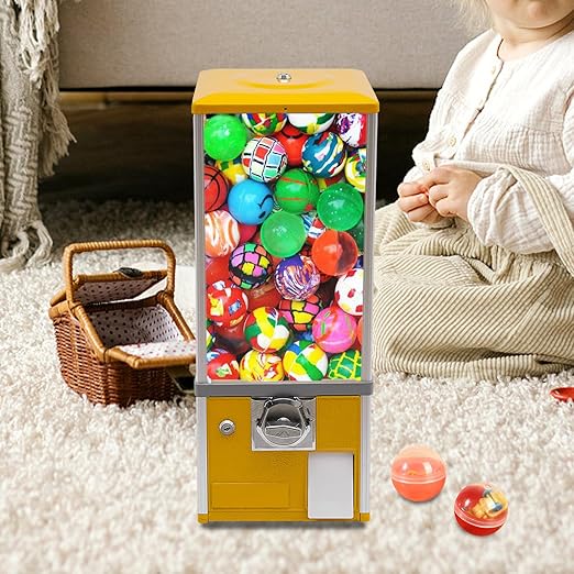 Vending Machine, Candy Vending Machine for Game Stores And Retail Stores, Capsule Vending Machine Commercial Vending Machine for 1.1.06-1.77 In of Capsule Toys or Candies 10.24*10.24*25.2 in (Yellow)