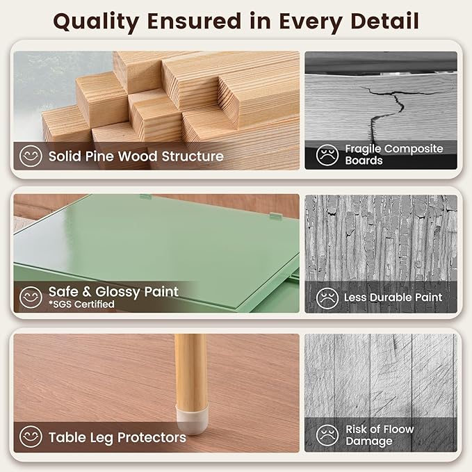 1500 Pieces Wooden Jigsaw Puzzle Board with Legs, 35"x26.8" Felt Mat Puzzle Table with 5 Drawers and Cover, 3 Adjustable Tilting Angles Up to 40° Puzzle Table for Adults and Teens, Mint Green