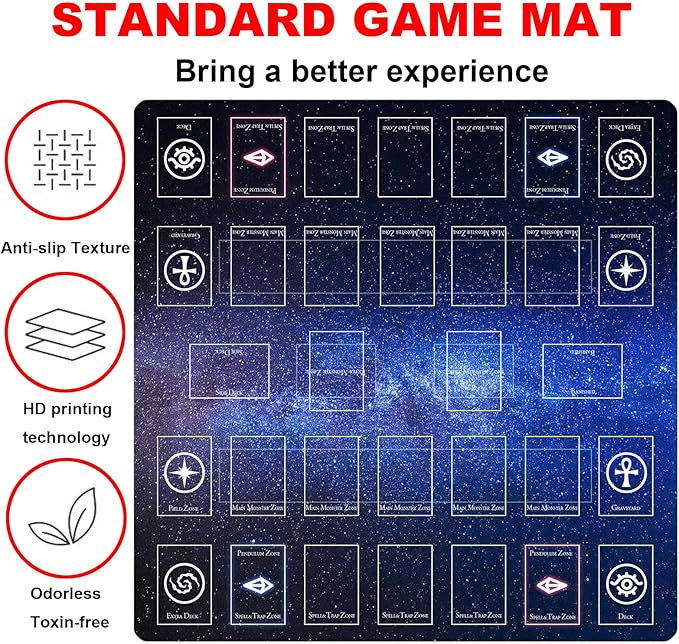 Card Rubber Mat - 2 Player, Square playmat for Gamer 60x60cm/23.6x23.6inch