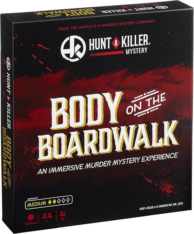 Hunt A Killer: Body On The Boardwalk, Catch the Amusement Park Killer, Interactive Unsolved Mysteries Game, Mystery Box for Game Night, Murder Mysteries Card, Puzzle & Board Games, For Ages 14+