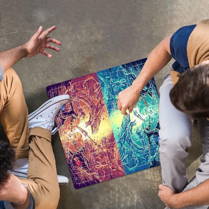 Card Rubber Mat - 2 Player, Square playmat for Gamer 60x60cm/23.6x23.6inch