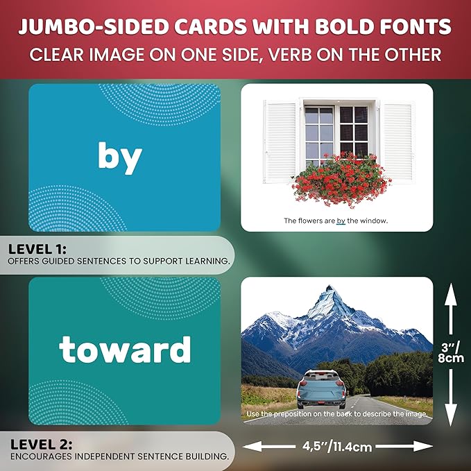 QUOKKA Set of 2 Learning Flash Cards 2x52 - Words&Sentences - Action Verbs - Vocabulary Builder