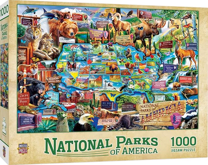 MasterPieces - 1000 Piece Jigsaw Puzzle, National Parks of America, Fun for Adults, Family, Kids 19.25"x26.75"