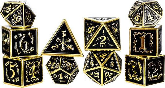 Metal Dice Set Collection for DND and All TRPG Games (Nightwatch, Gold 10 Set)