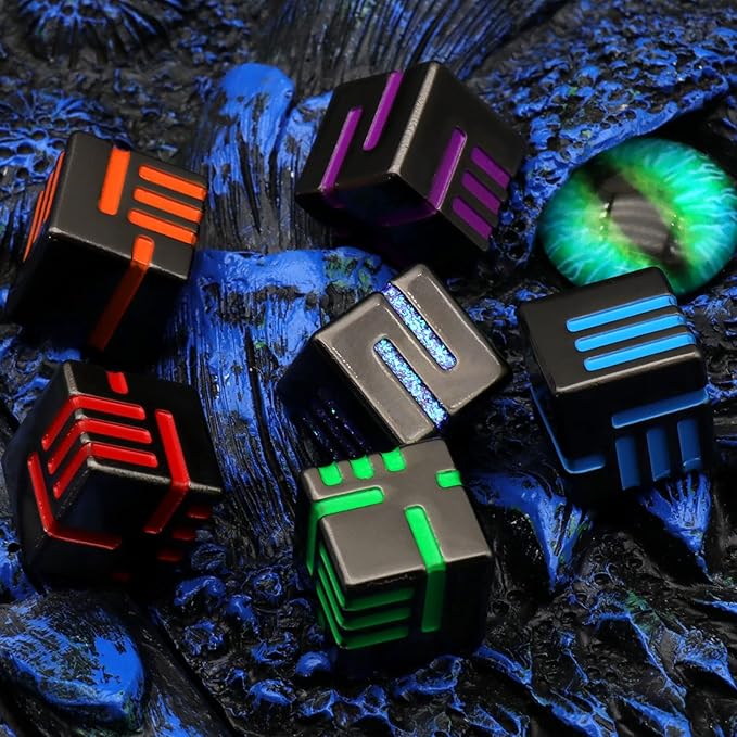 D6 Metal Dice Set, HNCCESG 6 Sided Dice 6 Pieces Solid Metal Game Dice for DND Dungeons and Dragons Role Playing Game RPG Pathfinder Shadowrun Warhammer D&D Accessories Gift (Mixed Color)