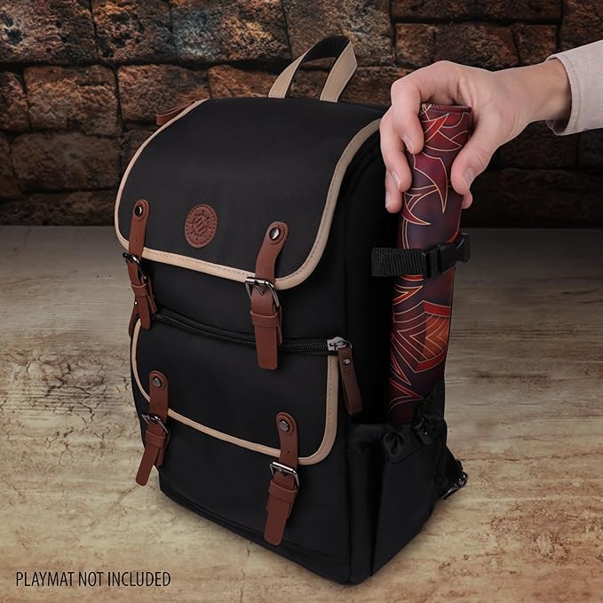 ENHANCE Designer Edition TCG Backpack - MTG Deck Bag Card Binder Space, TCG Deck Box Storage, MTG Playmat Holder - Card Storage Compatible with Magic the Gathering, Pokemon, Lorcana (Canvas Black)