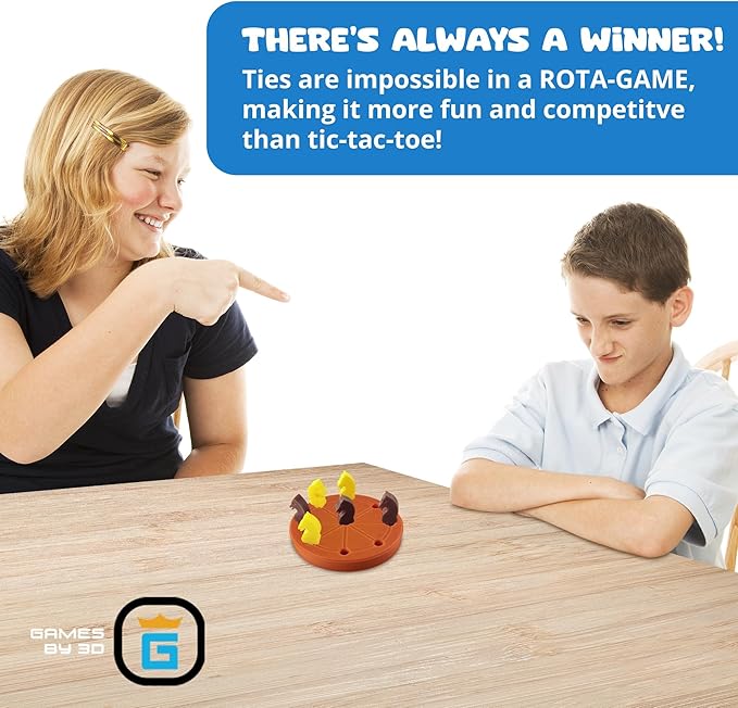 ROTA Game, Tic-Tac-Toe Game with Never a Tie, A Winner in Every Round, Ancient Roman Strategy Game, Portable 4" Board, Pockets or Purse-Size, with Horse Pieces, Made in USA (Orange)