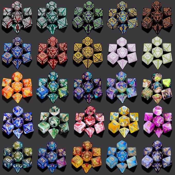 QMAY Mystery Dice Box - 48PCS DND Dice Set, Random Dice Patterns, 6 Surprise Boxes, Polyhedral Dice with Dice Display Tube, D&D Gifts Box for Dungeons and Dragons, RPG, MTG,Role Playing Table Game