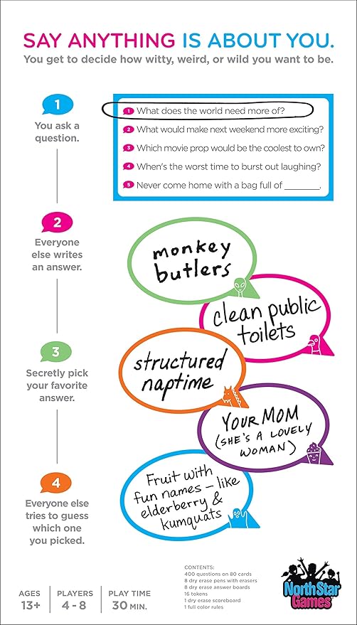 Say Anything: 10th Anniversary–A Board Game by North Star Games 4-8 Players–Board Games for Family 30 Mins of Gameplay–Games for Family Game Night–for Kids and Adults Ages 13+ - English Version