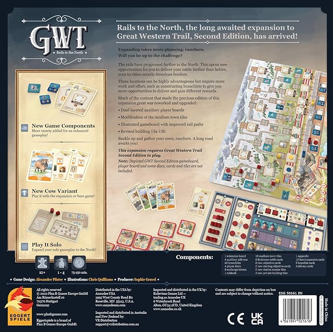 Great Western Trail 2nd Edition Rails to The North Board Game Expansion - New Adventures Await! Strategy Game for Kids & Adults, Ages 12+, 1-4 Players, 75-150 Min Playtime Made by Eggertspiele