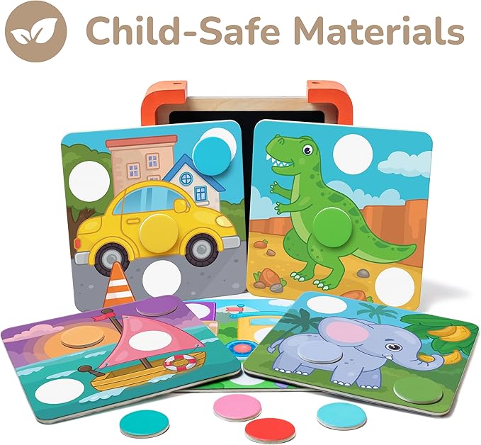 Bimi Boo Magnetic Color Matching Boards for Toddlers - Color Learning & Sorting Toy for Kids (35 Colorful Magnets & 10 Vibrant Themes)