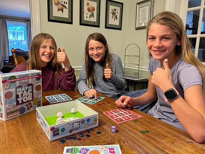 PlaySmart Dice Math-Tac-Toe Math Game: Get Sharp on Mental Math with a Fun New Twist on a Timeless Classic! Multiple Skill-leveled Math Bingo Made Fun for 8 and up!
