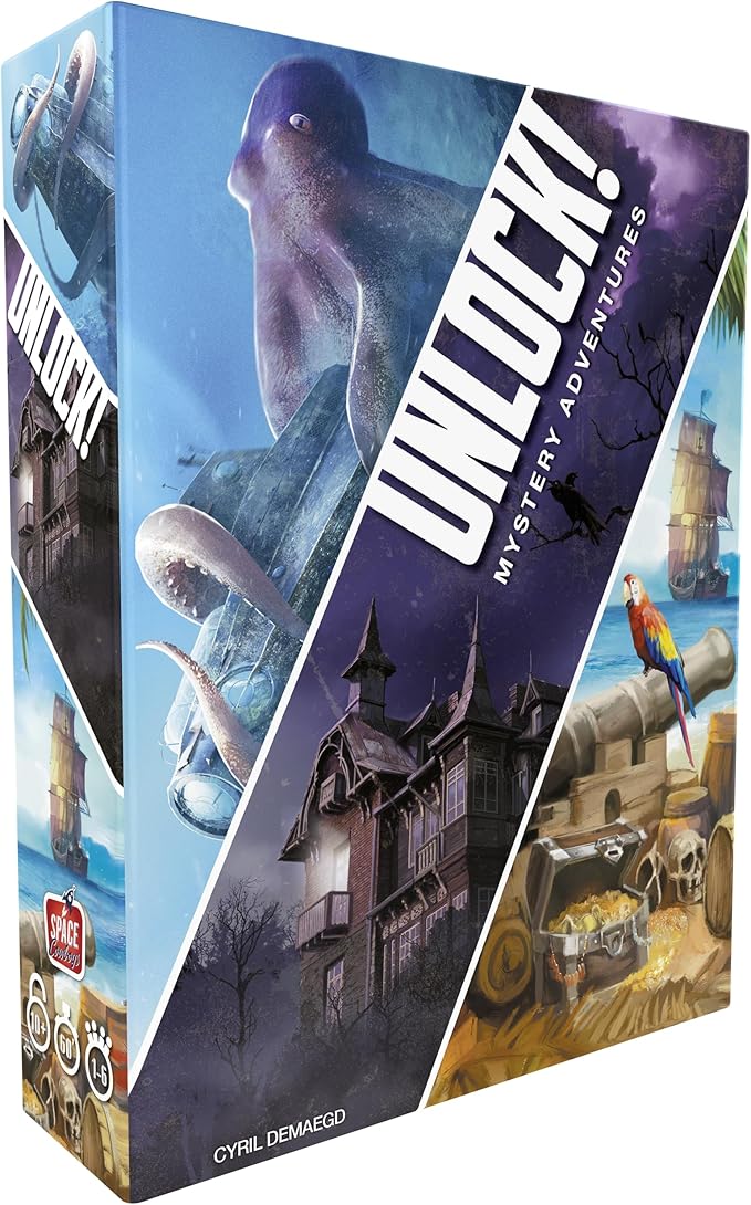 UNLOCK! Mystery Adventures Card Game - Escape Room-Inspired Cooperative Adventure, Fun Family Game for Kids and Adults, Ages 10+, 1-6 Players, 1 Hour Playtime, Made by Space Cowboys
