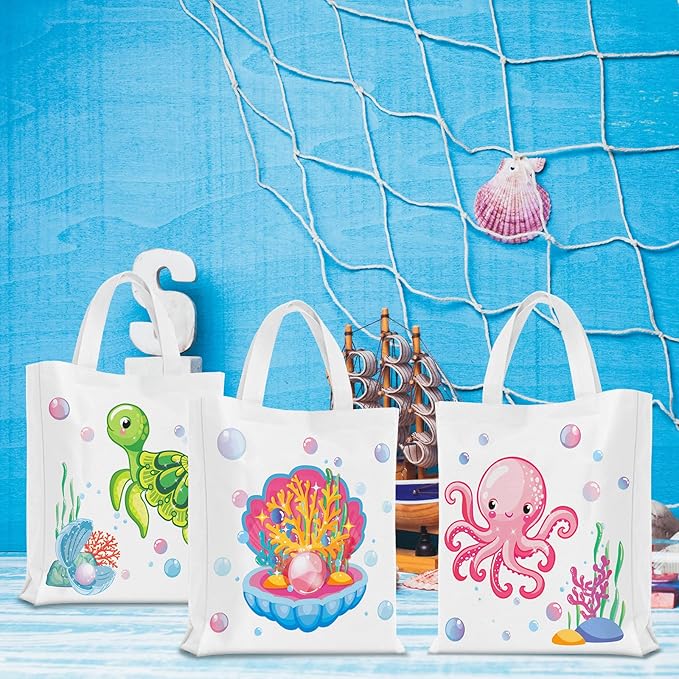 Ferraycle 24 Pcs Sea Animals Party Favor Bags Under the Sea Goodie Bags Cute Marine Favors Treat Supplies for Baby Shower Birthday Party Decor