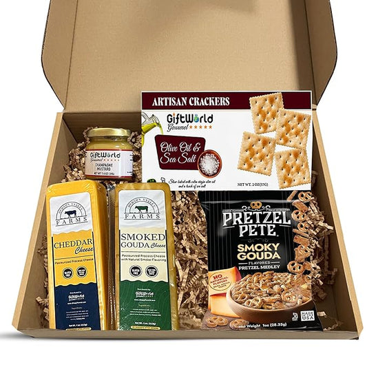 Cheese Gift Baskets Assortment Bundle with 5 items - Gourmet Food Gifts for Men and Women, Food for Charcuterie Board, Cheese Sampler for Corporate and Family Occasions