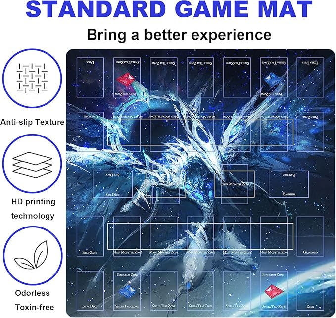 Card Rubber Mat - 2 Player, Square playmat for Gamer 60x60cm/23.6x23.6inch