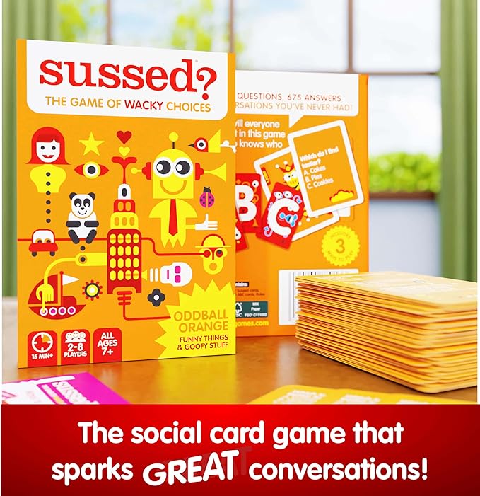 SUSSED The Wacky ‘What Would You Do’ Travel Card Game - Social Fun for Kids and Teens - Easy Game for Families, Camp Activity & Road Trips - Ages 7+ - Orange Pack