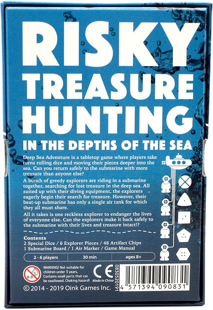 Deep Sea Adventure Hangtab Version – Push-Your-Luck Family Board Game | 2–6 Players | Ages 8+ | Portable Travel Game