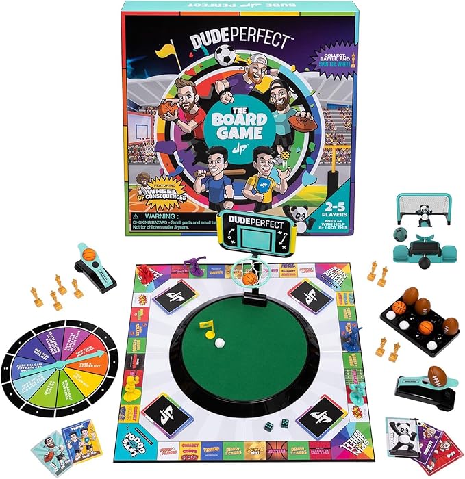Dude Perfect Board Game with Soccer Add On; Action Packed Sports Challenges for Competitive Kids and Families | Perfect for Family Game Night; 2 to 5 Players; Ages 4 and up