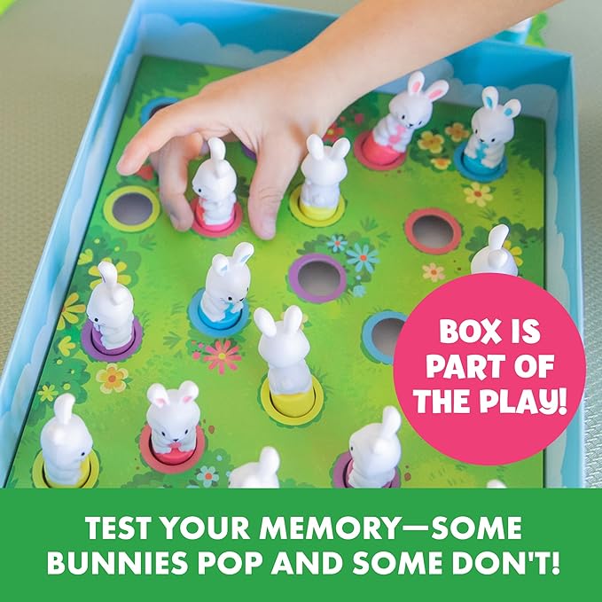 Educational Insights Pop Pop Bunny Hop - Memory & Color Matching Game for 2-4 Players, Preschool Learning Game, Gift for Ages 3+