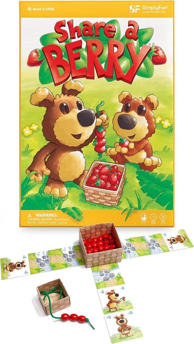 SimplyFun Share a Berry - Collect Berries While Having Fun and Counting - A Toddler Game for Kids Ages 3-5, 2 to 4 Players