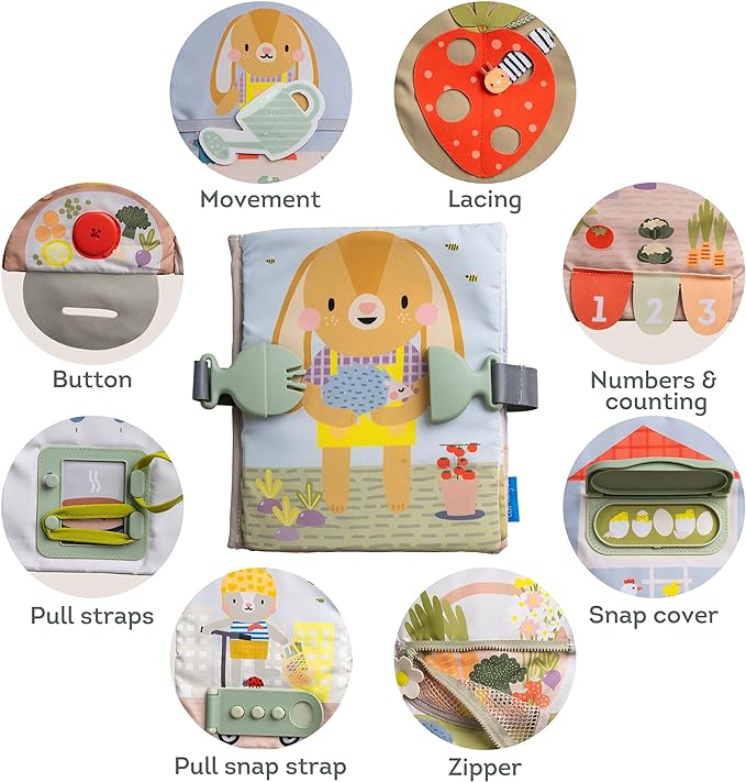 Taf Toys Montessori Toys for 1 2 3 Year Old Activity Book, Preschool Learning Activities for Toddlers. Busy Board Sensory & Fine Motor Skills, with 12 Sensory Toddler Activities for Boys & Girls